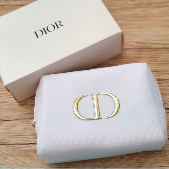 DIOR Beauty Cosmetic Bag – Beige Pouch Clutch – Soft Faux Leather – NEW in Box! - Picture 1 of 13